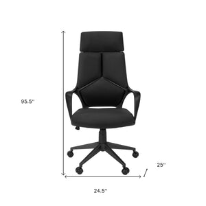 Homeroots Black Fabric Tufted Seat Swivel Adjustable Executive Chair Fabric Back Plastic Frame Black Foam 333458
