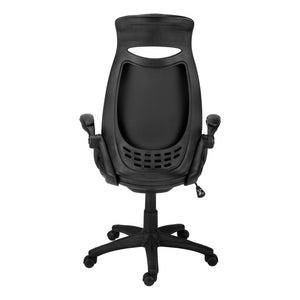 HomeRoots Black Adjustable Swivel Office Chair - Modern Fabric Design for Comfort & Style in Any Workspace 333459