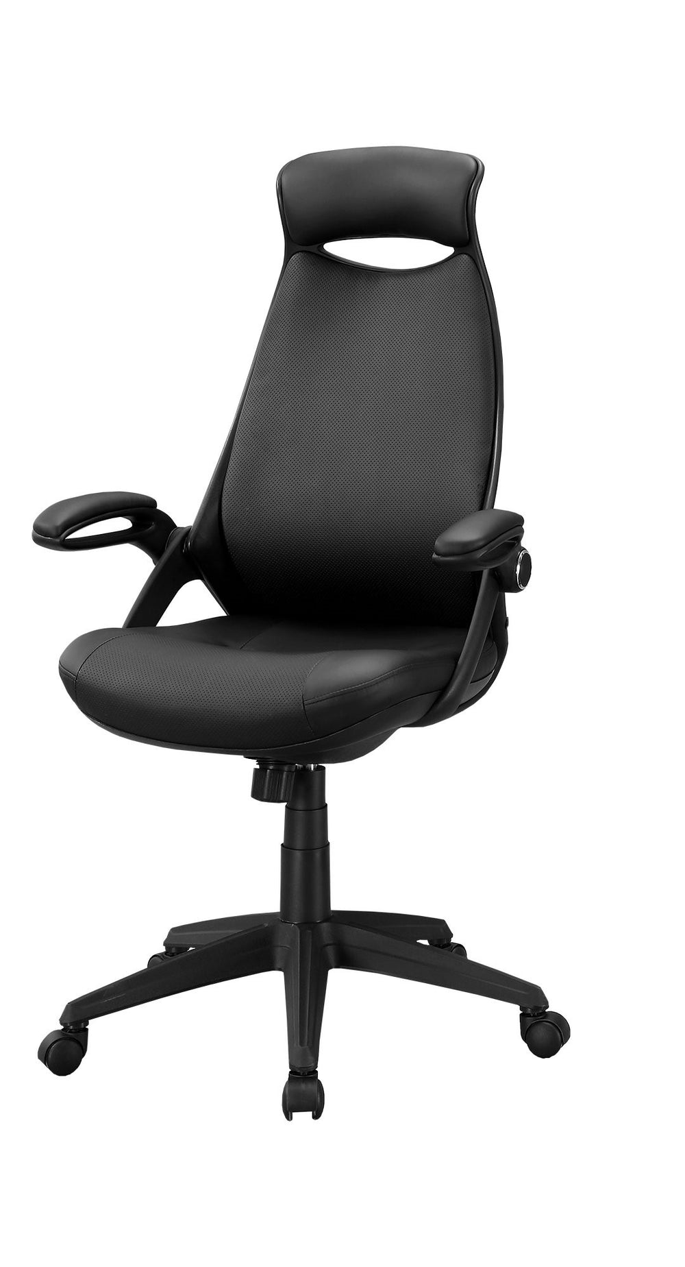 Homeroots Black Adjustable Swivel Fabric Rolling Executive Office Chair  Foam 333459