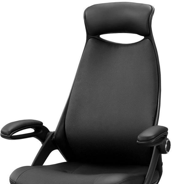 Homeroots Black Adjustable Swivel Fabric Rolling Executive Office Chair  Foam 333459