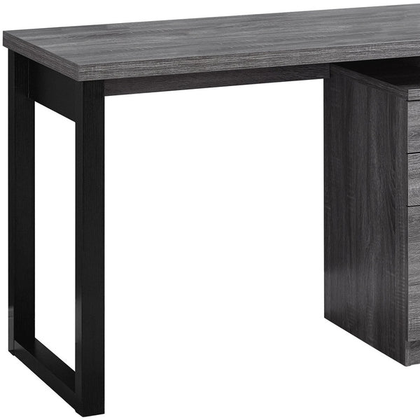 Homeroots 24" Gray And Black Computer Desk With Three Drawers Grey,Black  333466