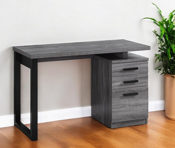 Homeroots 24" Gray And Black Computer Desk With Three Drawers Grey,Black  333466