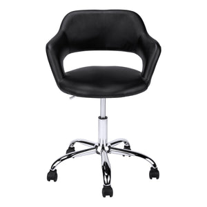 Homeroots Black Faux Leather Seat Swivel Adjustable Task Chair Leather Back Black Foam 333467