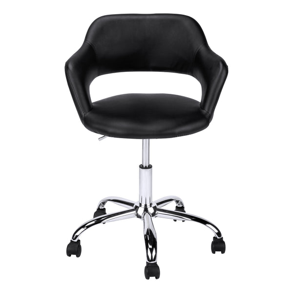 Homeroots Black Faux Leather Seat Swivel Adjustable Task Chair Leather Back Black Foam 333467