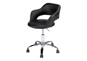 HomeRoots Black Modern Adjustable Swivel Office Chair with Faux Leather and Rolling Casters for Comfort Black 333467