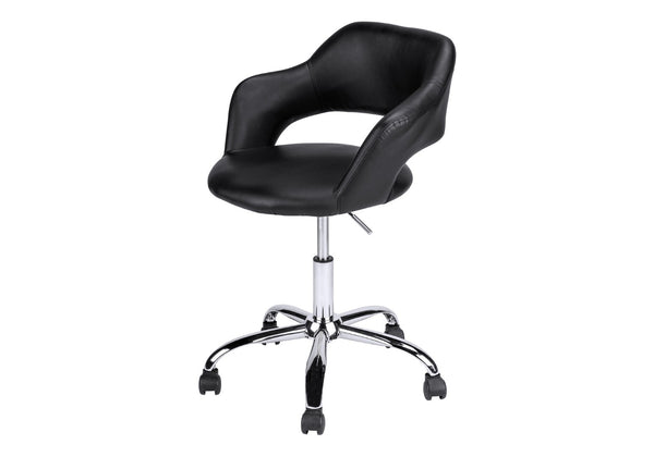 HomeRoots Black Modern Adjustable Swivel Office Chair with Faux Leather and Rolling Casters for Comfort Black 333467