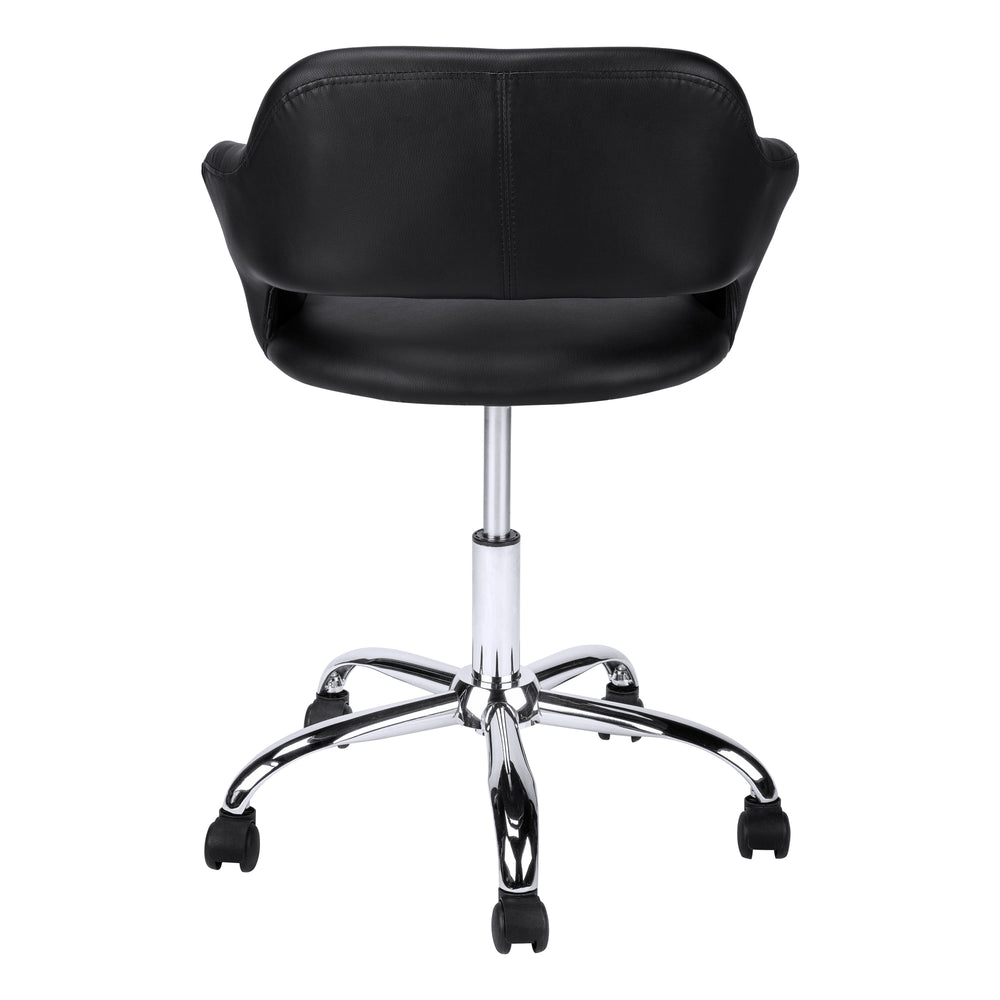 Homeroots Black Faux Leather Seat Swivel Adjustable Task Chair Leather Back Black Foam 333467