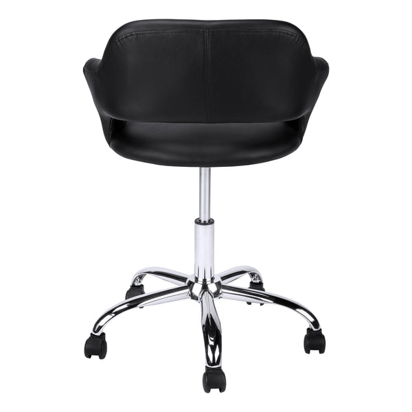 Homeroots Black Faux Leather Seat Swivel Adjustable Task Chair Leather Back Black Foam 333467