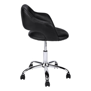 HomeRoots Black Modern Adjustable Swivel Office Chair with Faux Leather and Rolling Casters for Comfort Black 333467