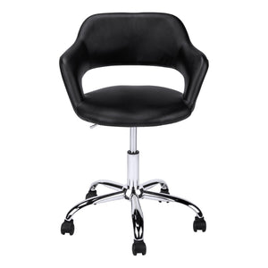 HomeRoots Black Modern Adjustable Swivel Office Chair with Faux Leather and Rolling Casters for Comfort Black 333467