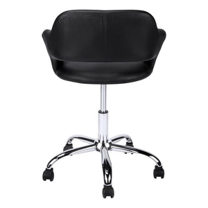 HomeRoots Black Modern Adjustable Swivel Office Chair with Faux Leather and Rolling Casters for Comfort Black 333467