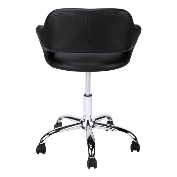 HomeRoots Black Modern Adjustable Swivel Office Chair with Faux Leather and Rolling Casters for Comfort Black 333467
