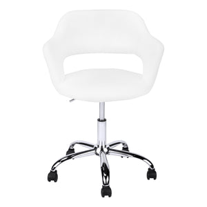 Homeroots White And Silver Adjustable Swivel Fabric Rolling Office Chair White Foam 333468