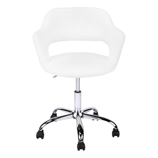 Homeroots White And Silver Adjustable Swivel Fabric Rolling Office Chair White Foam 333468