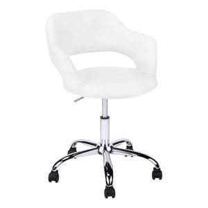 Homeroots White And Silver Adjustable Swivel Fabric Rolling Office Chair White Foam 333468