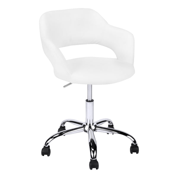 Homeroots White And Silver Adjustable Swivel Fabric Rolling Office Chair White Foam 333468