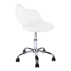 Homeroots White And Silver Adjustable Swivel Fabric Rolling Office Chair White Foam 333468