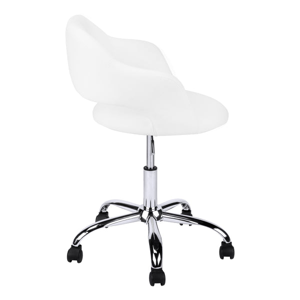 Homeroots White And Silver Adjustable Swivel Fabric Rolling Office Chair White Foam 333468