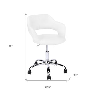 Homeroots White And Silver Adjustable Swivel Fabric Rolling Office Chair White Foam 333468