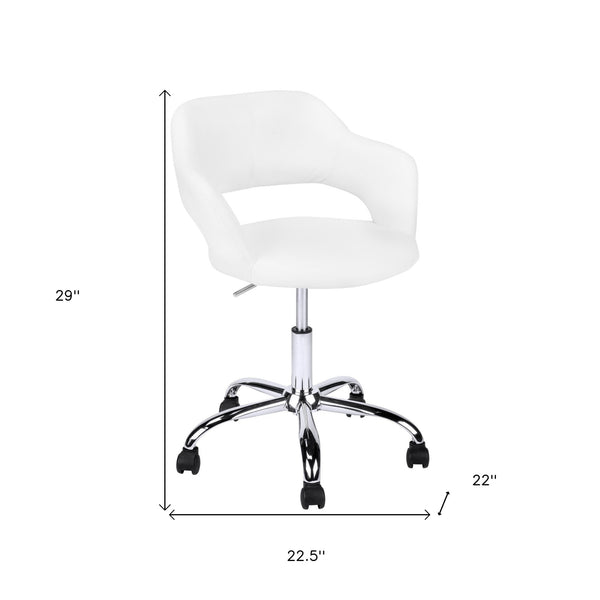 Homeroots White And Silver Adjustable Swivel Fabric Rolling Office Chair White Foam 333468