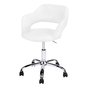 Homeroots White And Silver Adjustable Swivel Fabric Rolling Office Chair White Foam 333468
