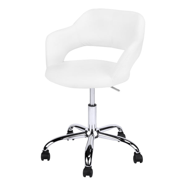Homeroots White And Silver Adjustable Swivel Fabric Rolling Office Chair White Foam 333468