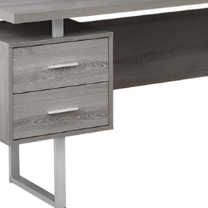 Homeroots 71" Taupe And Silver L Shape Computer Desk With Three Drawers Dark Taupe,Silver  333469