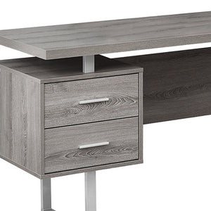 Homeroots 71" Taupe And Silver L Shape Computer Desk With Three Drawers Dark Taupe,Silver  333469