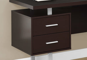 HomeRoots 71" Taupe L-Shaped Computer Desk with Three Drawers for Modern Home Offices and Executive Suites Cappuccino,Silver 333470