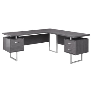 Homeroots 71" Gray And Silver L Shape Computer Desk With Three Drawers Grey,Silver  333471