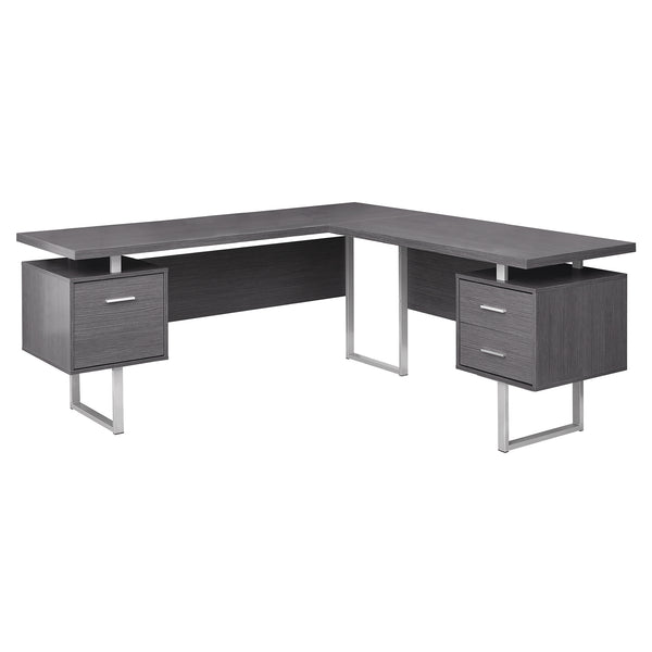 Homeroots 71" Gray And Silver L Shape Computer Desk With Three Drawers Grey,Silver  333471