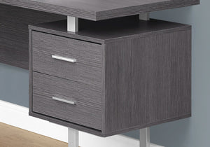HomeRoots 71" Taupe L-Shaped Computer Desk with Three Drawers for Modern Home Offices and Executive Suites Grey,Silver 333471