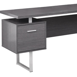 Homeroots 71" Gray And Silver L Shape Computer Desk With Three Drawers Grey,Silver  333471