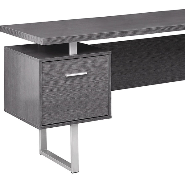 Homeroots 71" Gray And Silver L Shape Computer Desk With Three Drawers Grey,Silver  333471