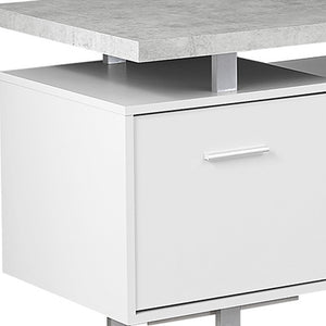 Homeroots 71" Gray And Silver L Shape Computer Desk With Three Drawers Grey,Silver,White  333472