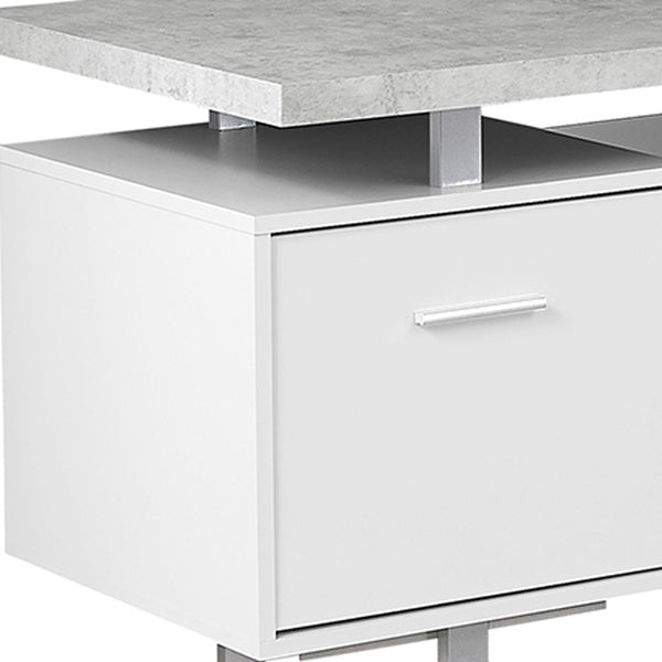 Homeroots 71" Gray And Silver L Shape Computer Desk With Three Drawers Grey,Silver,White  333472