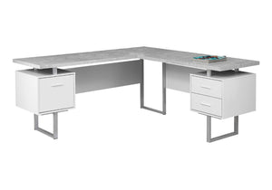 HomeRoots 71" Taupe L-Shaped Computer Desk with Three Drawers for Modern Home Offices and Executive Suites Grey,Silver, White 333472