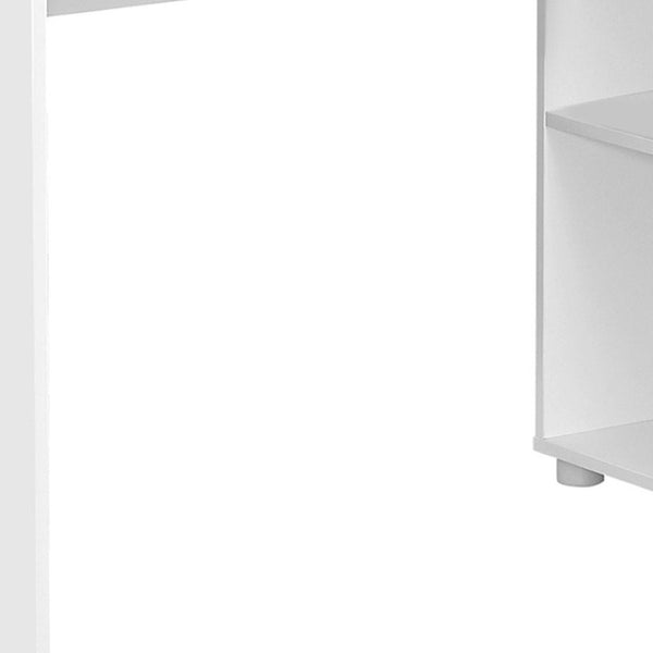 HomeRoots 34" L-Shaped Computer Desk with Two Drawers for Organized Workspace - Modern Design & Functionality White 333480
