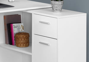 HomeRoots 34" L-Shaped Computer Desk with Two Drawers for Organized Workspace - Modern Design & Functionality White 333480
