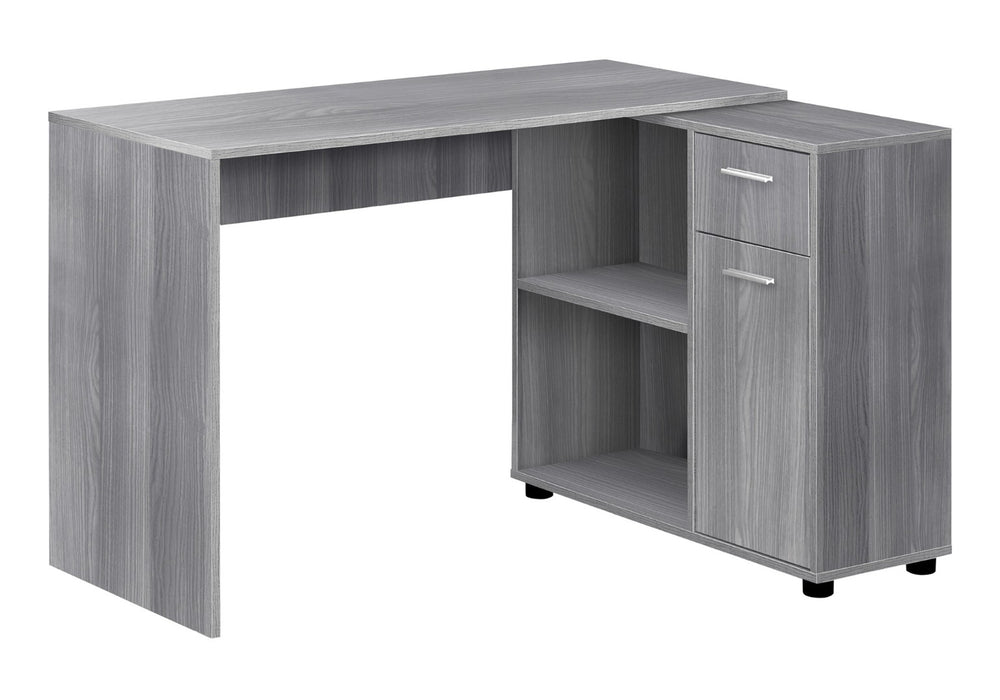HomeRoots 34" L-Shaped Computer Desk with Two Drawers for Organized Workspace - Modern Design & Functionality Grey 333481