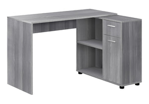 HomeRoots 34" L-Shaped Computer Desk with Two Drawers for Organized Workspace - Modern Design & Functionality Grey 333481