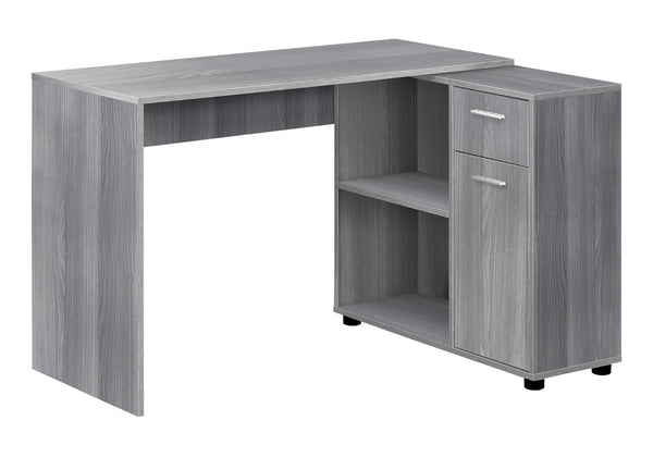 HomeRoots 34" L-Shaped Computer Desk with Two Drawers for Organized Workspace - Modern Design & Functionality Grey 333481