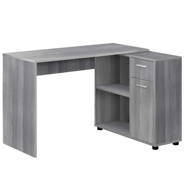 Homeroots 34" Gray L Shape Computer Desk With Two Drawers Grey  333481