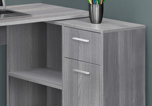Homeroots 34" Gray L Shape Computer Desk With Two Drawers Grey  333481