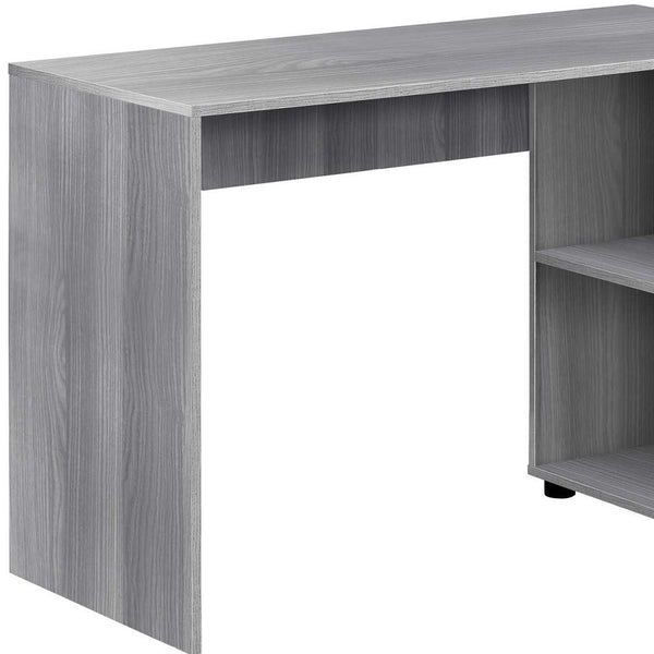 Homeroots 34" Gray L Shape Computer Desk With Two Drawers Grey  333481