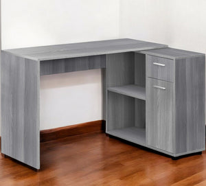 Homeroots 34" Gray L Shape Computer Desk With Two Drawers Grey  333481