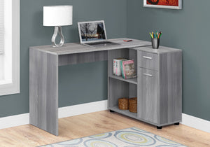 HomeRoots 34" L-Shaped Computer Desk with Two Drawers for Organized Workspace - Modern Design & Functionality Grey 333481