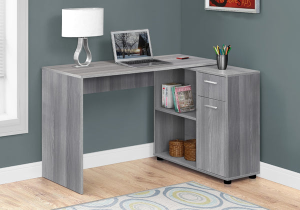 HomeRoots 34" L-Shaped Computer Desk with Two Drawers for Organized Workspace - Modern Design & Functionality Grey 333481