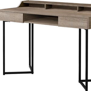 Homeroots 22" Taupe And Black Writing Desk With Two Drawers Dark Taupe,Black  333483