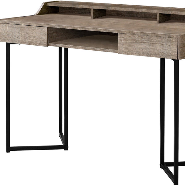 Homeroots 22" Taupe And Black Writing Desk With Two Drawers Dark Taupe,Black  333483